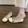 Zapatos de Mujer Boca Baja Estilo Francés 2025 Nuevos Verano y Otoño Slip-On Estilo Ballet Mary Jane para Noche Zapatos Pequeños de Cuero Mocasines