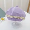 Boina de Renda Estilo Coreano para Bebê Menina Outono e Inverno Chapéu de Lã Quente e à Prova de Vento para Bebê Moda 2024 Novo Estilo