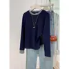 Viscose Modal 260g Color Block Falso Duas Peças Camiseta Interna Outono e Inverno Emagrecedor Manga Longa Camiseta Camada Base Feminina
