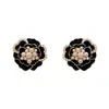 Pendientes de camelia estilo francés retro coreano, estilo moderno, pendientes de botón elegantes y románticos para mujer, pendientes de temperamento coreano para influencer
