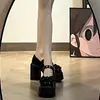 Zapatos Franceses Pequeños de Cuero de Moda con Lazo y Tacón Súper Alto para Mujer, Nuevos Zapatos Mary Jane de Tacón Grueso Otoño e Invierno 2025