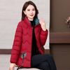 Chaqueta acolchada de algodón ligera para mujer de mediana edad y anciana, corta, de comercio exterior, para madre, otoño e invierno, nueva, bordada, con cuello vertical, costuras verticales, chaqueta acolchada de algodón