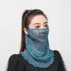 Bufanda de Seda Dorada Colgante para Orejas para Mujer, Versátil para Primavera y Verano, Cubrecuellos con Protección Solar, Protector Multifuncional para Cuello, Velo Facial, Bufanda Pequeña de Seda Versátil para Ponerse