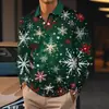 Impresión Digital 3D Navidad Papá Noel Árbol de Navidad para Hombre Clásico Cuello Camisero Casual Cómodo Manga Larga POLO
