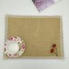 Jogos Americanos Simples de Juta Estilo Nórdico com Acabamento em Renda, Tapete Personalizável Resistente ao Calor para Mesa de Jantar Ocidental, Tapete de Linho Tecido Anti-Escaldante
