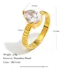 Mengjia Venda Quente Transfronteiriça Simples Acessível Luxo Anel Pulseira Aço Inoxidável Banhado Ouro 18K Coroa Gota d'Água Zircônia Anel