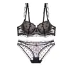 Nueva Lencería Sexy Francesa de Encaje Pecho Pequeño Push-Up Bordado en Forma de Corazón Set de Brasier de Malla de Lujuria Pura