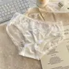Calcinhas de Cetim Estilo Japonês para Mulheres, Renda Sexy, Malha Leve, Cintura Baixa, Desejo Puro, Respirável, Forro 100% Algodão, Calcinhas Triângulo para Mulheres