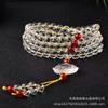 Pulseira de Cristal Branco Natural com 108 Contas Pulseira com Contas Estilo Lótus Pulseira de Cristal Branco com 108 Contas