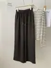 Novidade Outono/Inverno Calças Casuais de Pierna Larga com Cordão Macio e Felpudo Calças Nuvem Tencel com Toque Relaxado para Mulheres Calças de Perna Reta Comprimento Total