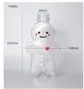 Botella de plástico con forma de hombre de jengibre de dibujos animados para té de leche, botella PET para llevar, jugo, botella de té de leche, botella desechable para bebidas de jugo