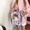 Bolsa de muñeca de algodón de 20 cm, versátil y linda, nueva bolsa transparente de un solo hombro cruzada para mujer, bolsa ita básica simple