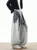Calça Cargo Xadrez Pesada Masculina Inverno High Street Hip-Hop Dança Calças Tendência Marca Esportiva Casual Calças Compridas
