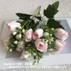 Flor de simulación 10 cabezas rosa feliz pequeños ramos de tela recubierta flor de comercio exterior transfronterizo material para flores ramo para sostener hogar flor artificial