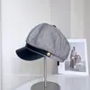 Gorra Newsboy de Moda con Adornos de Pedrería y Ribete de Cuero Estilo Japonés para Mujer, Otoño Elegante Versátil Casual Retro Gorra de Béisbol