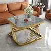 Mesa de Café Cuadrada Nueva de Pizarra Engrosada, Lujo Ligero Moderna para Sala de Estar Uso en Casa Apartamento Pequeño Mesa Auxiliar, Mesa de Café Minimalista de Moda