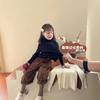 Suéter Macio para Meninas Outono e Inverno Gola Alta Camisa Base 2025 Nova Roupa de Outono Infantil Tops de Menina Modernos