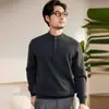 Nuevo suéter de cachemir de cabra 100% puro, tejido de punto casual de invierno y otoño para hombre, con media cremallera, cálido