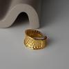J1133 Anillo de plata de ley S925 con estampado de martillo, estilo coreano, sencillo, para mujer, estilo frío, con textura de ojo de martillo abierto