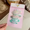 Pinza de Pelo para Niñas Nueva de Cuadros Florales Forma de Gota de Agua Pinza Básica Versátil Pinza para el Flequillo Estilo Fresco Pinza Lateral