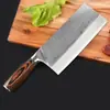 Faca Fatiada com Cabo Aprovado Correndo Jianghu Padrão Damasco Faca de Cozinha Faca de Carne Faca de Cozinha Doméstica Faca de Cozinha Polida