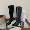 Botas Longas Bico Fino 2026 Outono/Inverno Novas Simples com Zíper nas Costas Salto Alto Botas Longas para Mulheres Vintage Versátil Botas de Cavaleiro