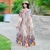 Vestido de Algodón y Seda de Verano 2026 Estilo Nuevo Lujo Ligero Gama Alta Tallas Grandes Holgado Adelgazante Vestido Floral para Mamás