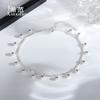 Tobilleras de Plata de Ley s925 con Cuentas Brillantes Tobilleras para Niña Colgante Redondo de Cuenta Joker Cadena de Tobillo de Verano para Playa