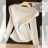 Suéter de punto con cuello en V y volantes, empalmado con encaje, estilo dulce para mujer, nueva camisa básica de primavera y otoño ajustada con un diseño elegante