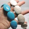 Cuentas de turquesa artificial azul y blanca de 4 a 40 mm con agujero recto ovalado, cuentas de denier, pulseras de bricolaje, joyería de cuentas sueltas, venta al por mayor