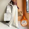 Pantalones de Pierna Ancha para el Trabajo para Mujer Forrados de Polar Nuevo Estilo Otoño e Invierno 2025 Cintura Alta Ajustados Moda Sueltos Casual Versátiles Rectos