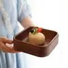 Tigela de Salada de Madeira Maciça Tigela Quadrada de Noz Madeira de Acácia Utensílios de Mesa Inteiros de Madeira Tigela Simples Japonesa para Refeição Outlet de Fábrica