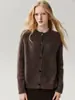 Estilo retrô e luxuoso~Cardigã 75% caxemira, 25% seda de amoreira para mulheres, com um padrão floral simples, perfeito para usar em camadas com blusas de tricô