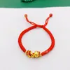 Ano do Serpente Novo Estilo Pulseira de Corda Vermelha Trançada Mulher Zodíaco Serpente Banhado a Ouro Corda de Mão Marca Fu Este Ano Vira Serpente Corda Trançada Lote