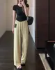 Calça Deus do Verão Estilo Preguiçoso Cintura Alta Caimento Fluido Perna Larga Solta Emagrecimento Perna Reta Calça Casual Feminina 26 Novo H070907