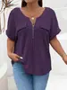 2026 Nuevo Top de Color Sólido Talla Grande para Mujer de Primavera/Verano Amazon Cremallera Manga Corta Bolsillo Falso Sudadera Camiseta Ajuste Holgado