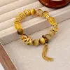 Nueva Serie de Colores Maillard Amber Brillante Otoño e Invierno Trae Riqueza y Buena Fortuna Pulsera de Cristal Amarillo con Cuentas Pulsera Maillard