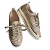 Sapatos de Strass 2025 Primavera Novo Exportação Transfronteiriça Tamanho Grande Europeu e Americano Sola Grossa Cravejado de Diamantes Sapatos Transfronteiriços