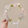 Diadema Infantil Princesa Hada Corona de Flores Accesorio para el Cabello Niña Estilo Bosque Flor Artificial Cinta Diadema Flor para el Cabello Niña Adorno para el Cabello