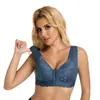 Ropa Interior para Mujer de Gran Tamaño, Comercio Exterior Transfronterizo, Sujetador de Botón Frontal, Encaje Fino Sexy, Sin Aros, Push-Up, Ajustable, Venta al por Mayor