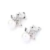 Brincos de Casamento de Luxo com Diamantes, Exquisitos Brincos de Pérola Borboleta, Elegantes e Versáteis, Brincos Sem Furo para Mulheres