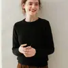 Suéter de Gola Redonda 100% Caxemira Outono e Inverno Novo Feminino Solto com Efeito Emagrecedor Camisa Base Suéter de Gola Alta Curto Versátil