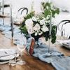 Elegante Caminho de Mesa de Veludo Verde - Voile Franzido para Casamento, Festa e Decorações de Feriado