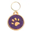 Placa de identificación Redonda con Huella de Pata Brillante para Perro, Accesorio Colgante para Collar de Mascota, Grabado Láser Disponible, Dibujo Animado de Perro Pequeño