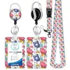Portatarjetas temático del Día de la Enfermera con estampado, superventas transfronterizo de Amazon, con hebilla retráctil adhesiva, portatarjetas de insignia de poliéster con cordón