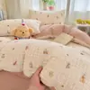 Juego de Tres Piezas de Gasa de Doble Capa para Cama de Dormitorio Estudiantil Sábana Funda de Edredón Individual para Cama de Dormitorio de Verano