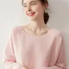 Cashmere Feminino Estilo Preguiçoso Novo Tricô Sem Costura Solto Gola Redonda Pulôver Tricô Fino Top de Lã Versátil