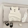 Regata de Verão para Bebê Menina Estilo Coreano 2025 Nova Regata Infantil Fina de Tricô com Gola Polo Top Versátil para Bebê