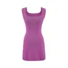 Vestido de punto con escote en U, puramente seductor, para el verano, con espalda calada, cintura elegante ceñida, minivestido bodycon sexy