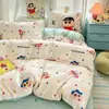Juego de Tres Piezas de Algodón de Dibujos Animados Crayon Shin-chan con Código Antifalsificación, Juego de Ropa de Cama de Cuatro Piezas de Algodón Puro para Niños